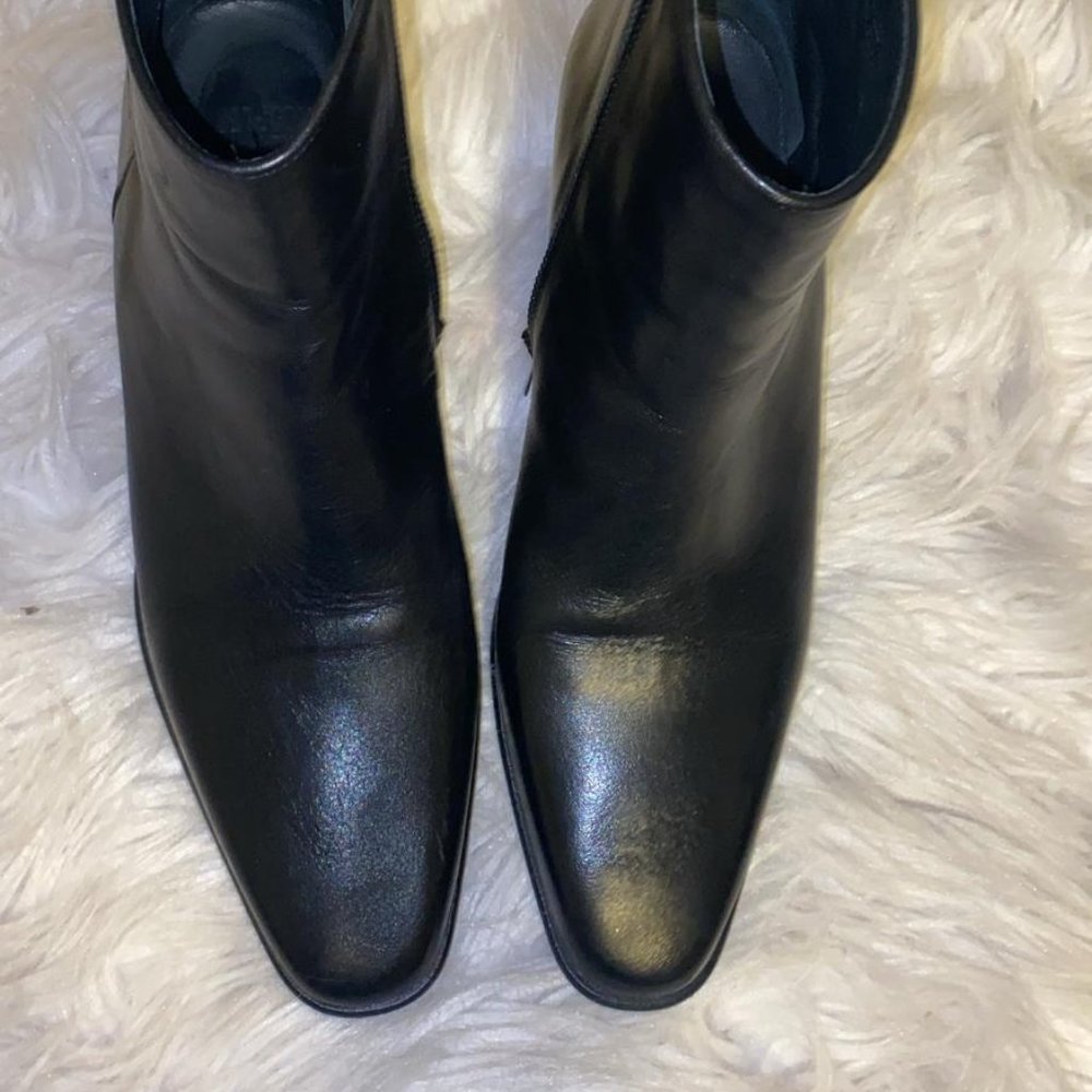 The Kooples BLACK SQUARE HEEL LEATHER BOOTS - Picture 3 of 11